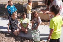 Students releasing their class butterfly